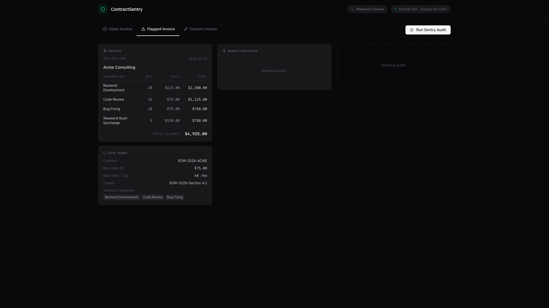 ContractSentry — Autonomous Invoice Compliance Auditor